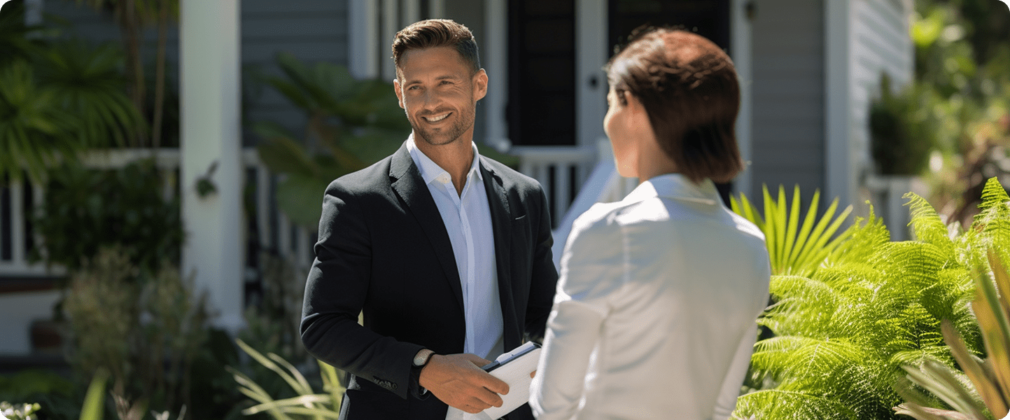 agenci nieruchomości przed domem